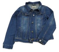 Tmavomodrá rifľová crop bunda Pocopiano