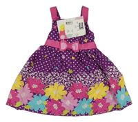 Nové - Fialové plátenné šaty s kvetmi Jessica Ann