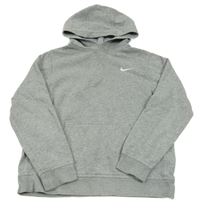 Šedá melírovaná mikina s logem a kapucí Nike