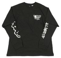 Černé vrstvené triko s nápisy 