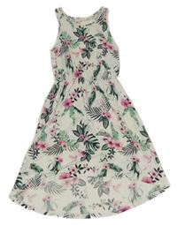 Biele dlhé šaty s kvetmi H&M