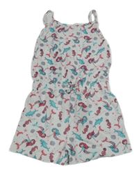 Bílý bavlněný letní overal s mořskými vílami Kiki&Koko