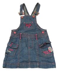 Modré rifľové na traké šaty s výšivkou Barbie C&A