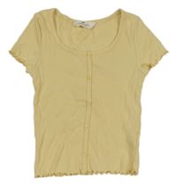 Vanilkové rebrované crop tričko H&M