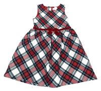 Červeno-farebné kockované šaty s mašlou H&M