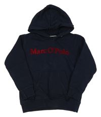 Tmavomodrá mikina s logom a kapucňou Marc O´Polo