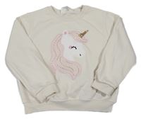 Smotanová oversize mikina s jednorožcom H&M
