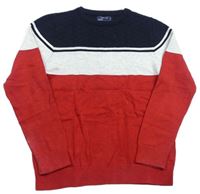 Červeno-svetlošedá -čierny melírovaný sveter so vzorom Next