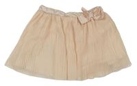 Broskvová plisovaná sukňa s mašlou
