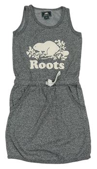 Sivé melírované úpletové šaty s logom zn. roots