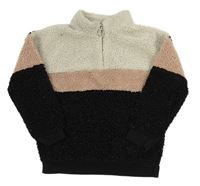 Čierno-starorůžovo-svetlobéžová huňatá oversize mikina Matalan