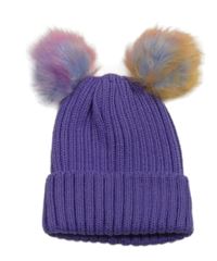 Fialová rebrovaná pletená čapica s bambulemi zn. Next