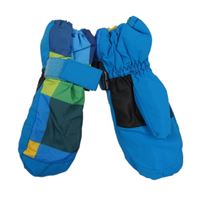 Modro-zeleno-žluto-oranžovo-khaki šusťákové funkční zimní palcové rukavice zn. crane