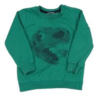 Zelená melírovaná mikina s lebkou dinosaura M&Co