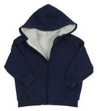 Tmavomodrá melírovaná prepínaci zateplená mikina s kapucňou H&M