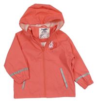 Korálová nepromokavá bunda s jednorožcom a kapucňou lupilu