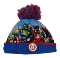 Modro-cobaltově modro-červená čepice s Avengers a bambulí George