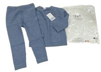 Nové - 2Set - Modrý melírovaný úpletový sveter s kapsou + nohavice Next