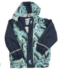 Světlemodro-tmavomodrá nepromokavá bunda s topánkami a kapucňou lupilu