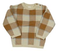Smetanovo-hnedo-modrý kockovaný sveter H&M