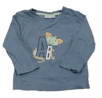 Tmavomodrošedé triko s drakem a písmenky Ergee