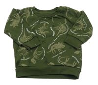 Khaki mikina s kostrami dinosaurů a nápismi PRIMARK