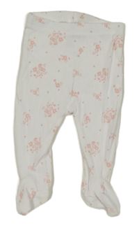 Bílé žebrované polodupky s kvietkami Matalan