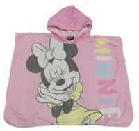 Svetloružová froté pončo osuška s Minnie a kapucňou Disney