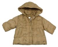 Světlehnědá šusťáková přechodová bunda s mašličkami a kapucí Next