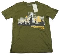 Nové - khaki tričko so sochou PRIMARK