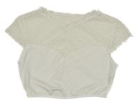 Bílé crop tričko s krajkou SHEIN