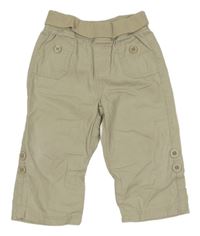 Světlešešdobéžové vzorované plátenné rolovacieé nohavice s úpletovým pasom Jojo Maman Bébé