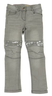 Sivé skinny fit rifle s flitrami lupilu