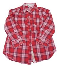 Červeno-bílá kostkovaná halenková tunika H&M