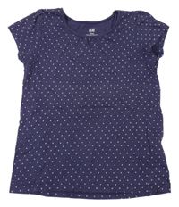 Tmavomodré tričko s bodkami H&M