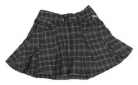 Tmavošedo-čierno-bielo-svetlohnedá kockovaná sukňa s výšivkou H&M