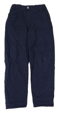 Tmavomodré loose fit waist tapered leg rifľové nohavice H&M