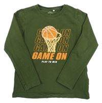 Khaki tričko s basketbalovým košem name it.