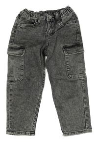 Čierne plesňové cargo relaxed fit waist tapered leg rifle H&M