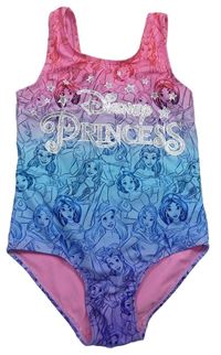 Ružovo-modro-fialové jednodielne plavky s Disney Princeznami