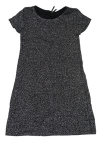 Čierno-strieborné trblietavé svetrové šaty Next