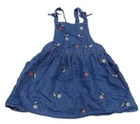 Modrá rifľová sukňa s kvietkami a trakami George