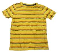 Hořčicovo-farebné pruhované tričko Tu