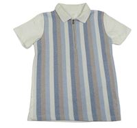 Smetanovo-modro-hnědé pruhované polo tričko Next