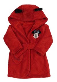Červený chlupatý župan s Minnie a kapucí George