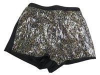 Hnedé flitrové kraťasy s leopardím vzorom River Island