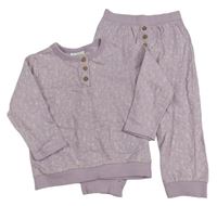 2set - Lila květovaná mikina s kapsou a knoflíky + tepláky Topomini