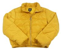 Hořčicová šusťáková zimní crop bunda New Look