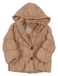 Staroružová prešívaná šušťáková zateplená bunda s kapucňou Mothercare