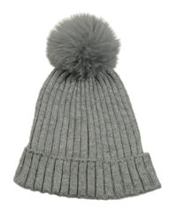 Šedá melírovaná třpytivá žebrovaná pletená čepice s bambulí Primark